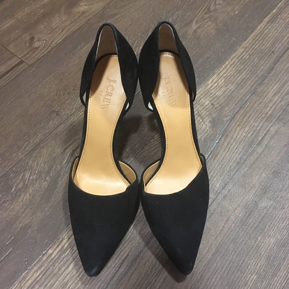 J Crew black suede heels